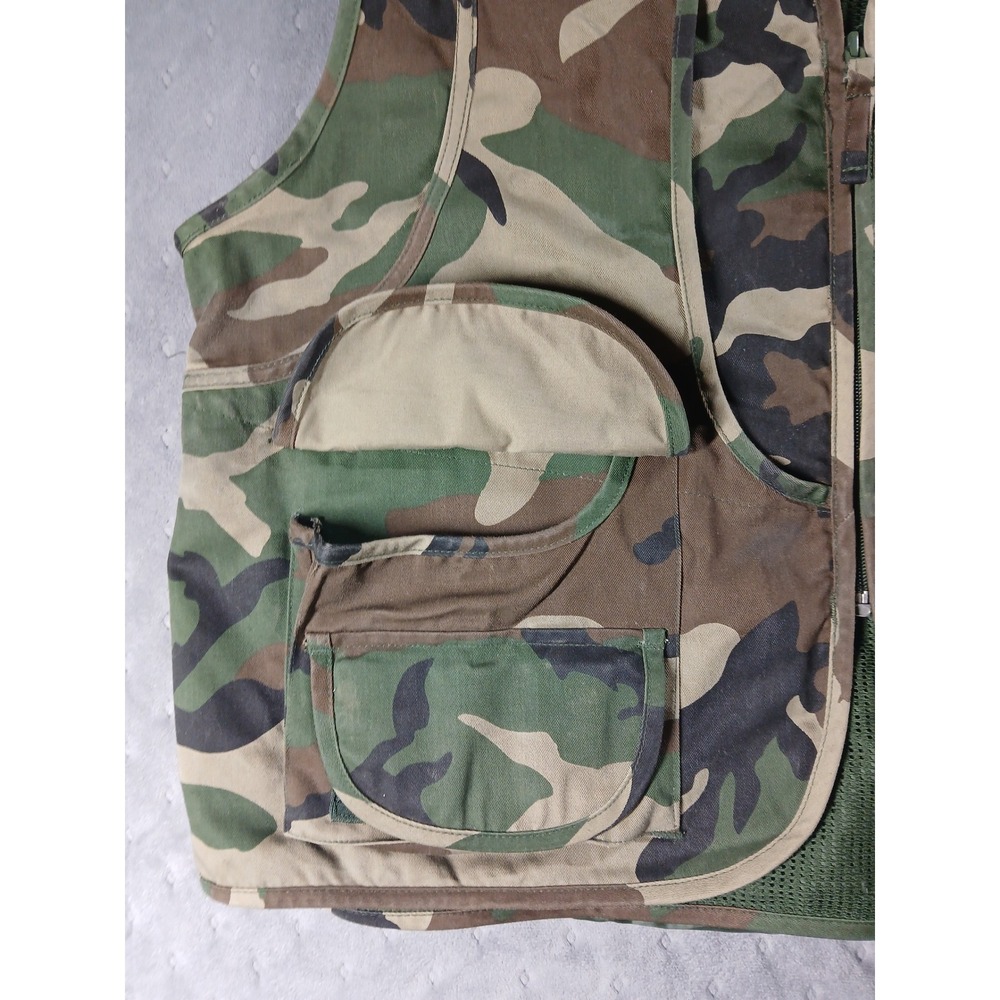 Master Sportsman Camo Hunting Vest Mens L Woodland Mesh Back Game Bag Utility - Picture 4 of 8